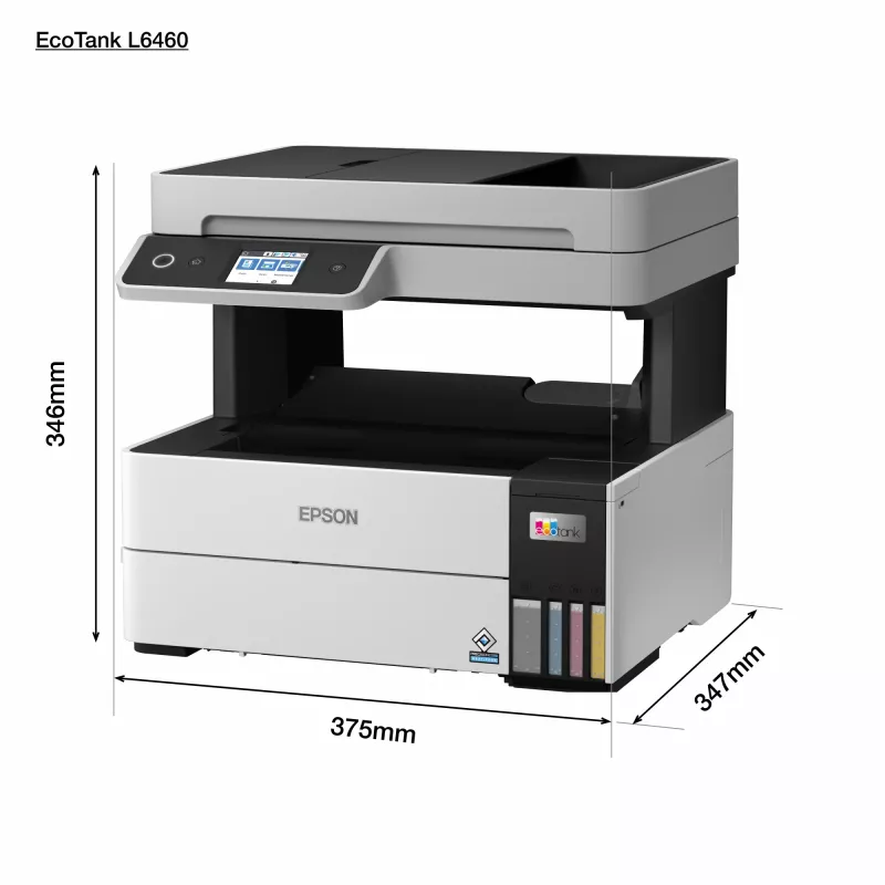 Impressora multifunções Epson EcoTank L6460 — jato de tinta cor, 4800x1200 dpi, 37 ppm, A4 duplex, Wi‑Fi, Ethernet