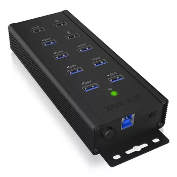 ICY BOX IB-HUB1703-QC3 USB 3.2 Gen 1 (3.1 Gen 1) Type-B 5000 Mbit/s preto