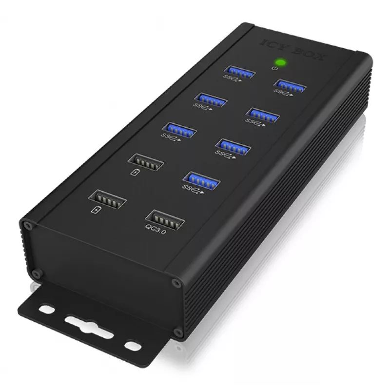 ICY BOX IB-HUB1703-QC3 USB 3.2 Gen 1 (3.1 Gen 1) Type-B 5000 Mbit/s preto