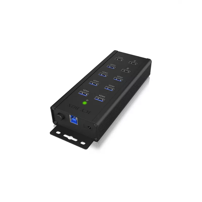 ICY BOX IB-HUB1703-QC3 USB 3.2 Gen 1 (3.1 Gen 1) Type-B 5000 Mbit/s preto