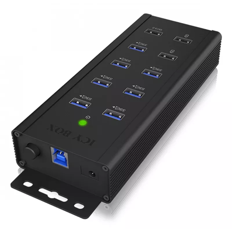 ICY BOX IB-HUB1703-QC3 USB 3.2 Gen 1 (3.1 Gen 1) Type-B 5000 Mbit/s preto