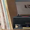 Muse MT-112 W gira-discos micro sistema com CD, USB, Bluetooth, rádio FM, 33/45/78 rpm, castanho