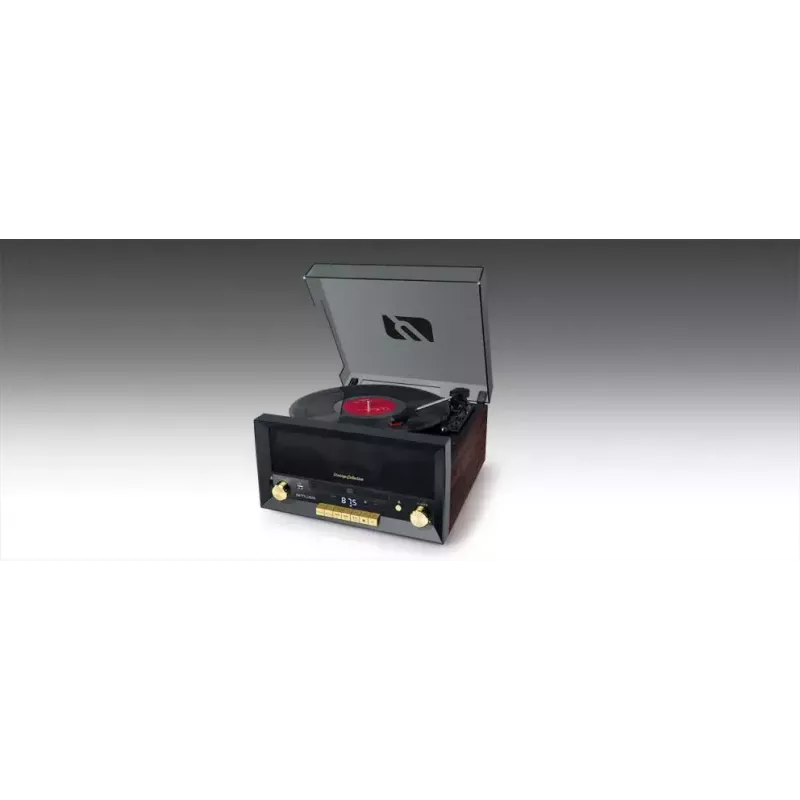 Muse MT-112 W gira-discos micro sistema com CD, USB, Bluetooth, rádio FM, 33/45/78 rpm, castanho