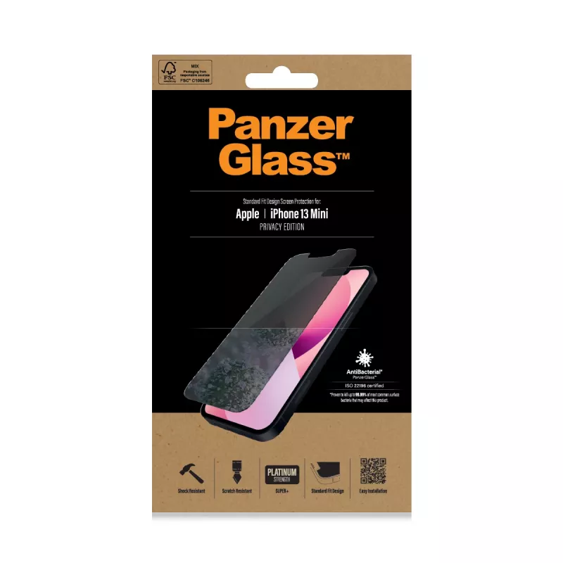 Película de proteção de ecrã PanzerGlass ® para iPhone 13 Mini | ajuste padrão
