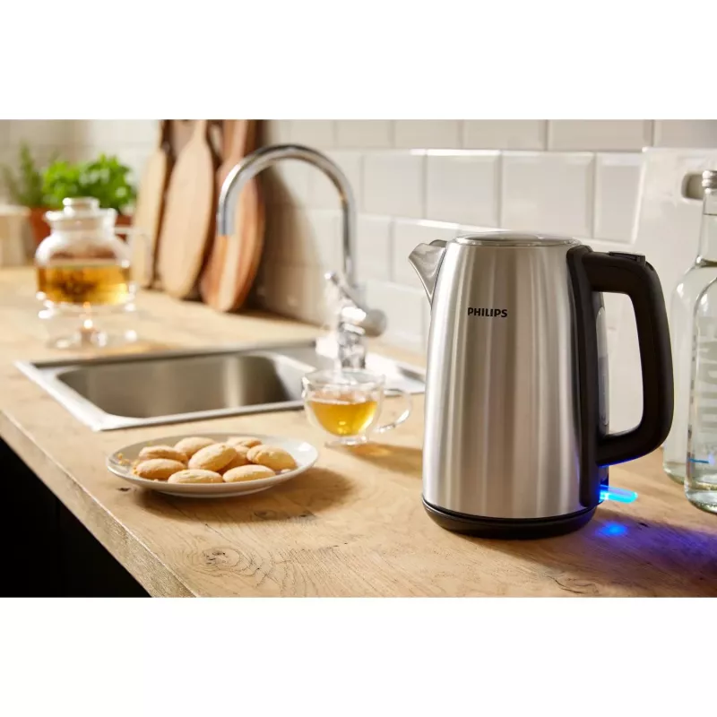 Philips Viva Collection HD9351/90 Chaleira elétrica, 1,7 L, 2020 W, metal, indicador de nível de água, sem fios, filtro