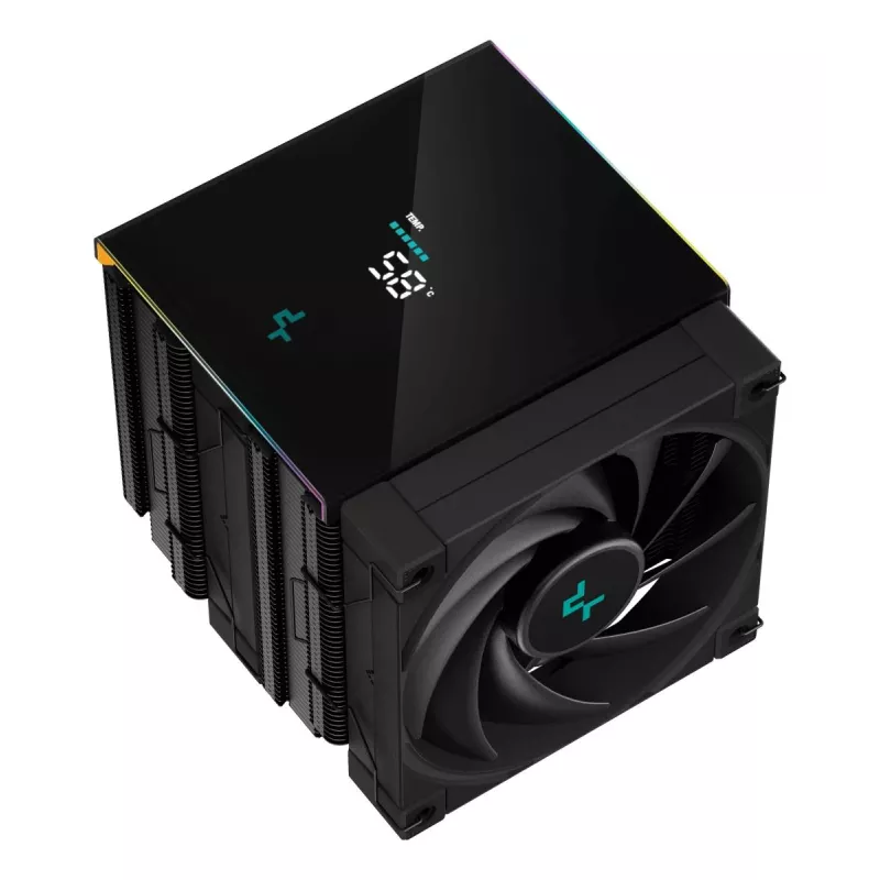 Arrefecedor de CPU DeepCool AK620 12 cm, duas ventoinhas de 120 mm, 6 heatpipes, TDP 260 W, PWM, FDB, altura 160 mm, preto