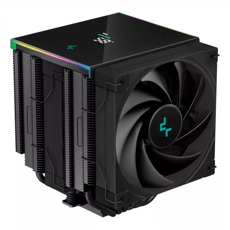Arrefecedor de CPU DeepCool AK620 12 cm, duas ventoinhas de 120 mm, 6 heatpipes, TDP 260 W, PWM, FDB, altura 160 mm, preto