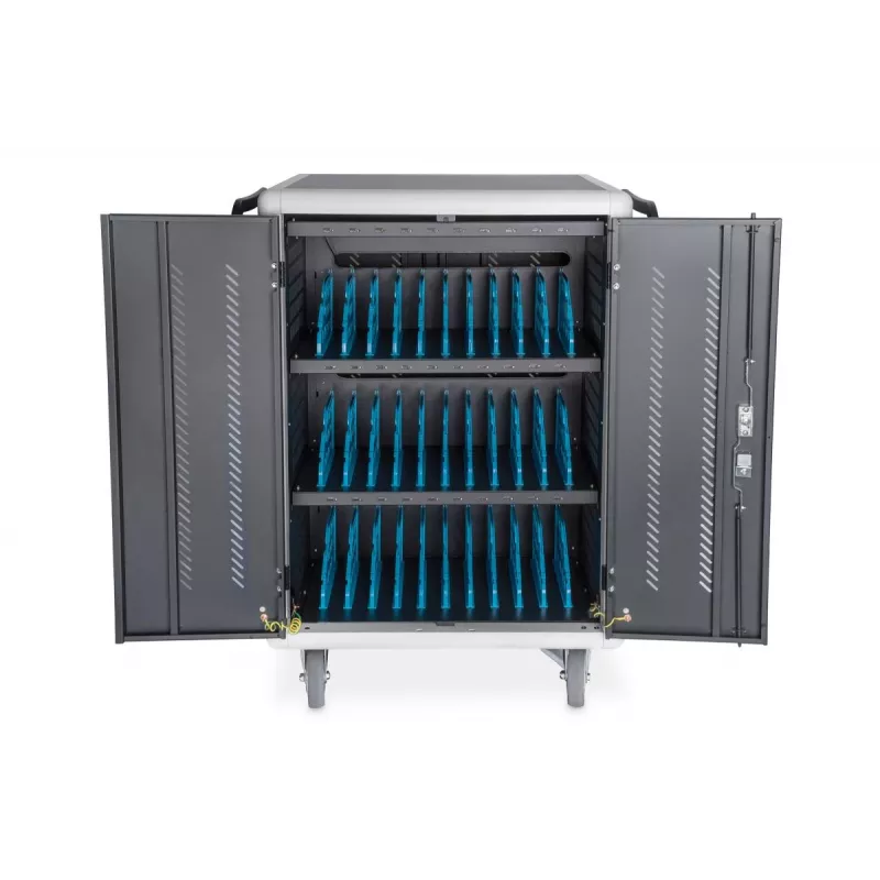 Carrinho de carregamento DIGITUS 30 lugares, 15,6 polegadas, preto 1100 x 700 x 650 mm, incl. USB, PDU, ventoinha
