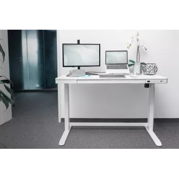 Secretária DIGITUS com regulação elétrica de altura 120x60x12cm com USB branca