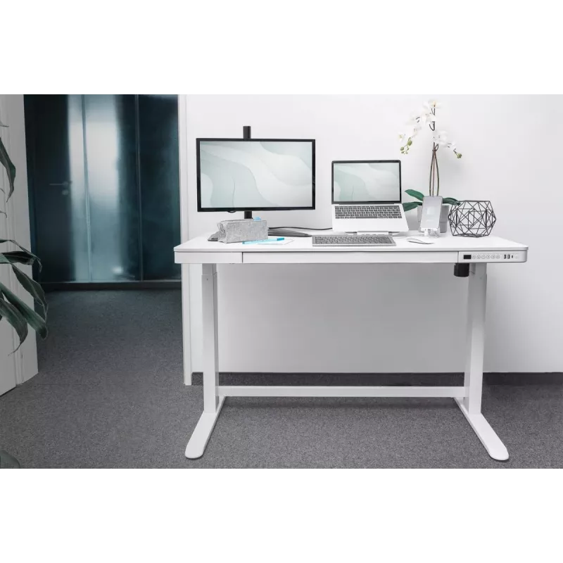 Secretária DIGITUS com regulação elétrica de altura 120x60x12cm com USB branca
