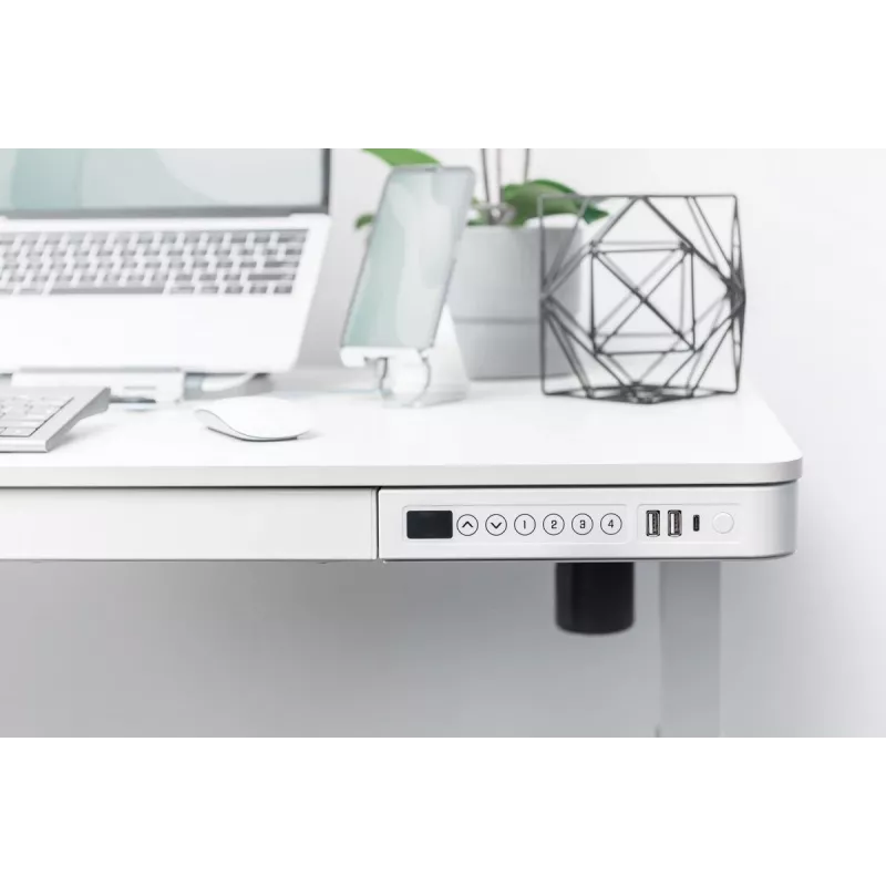 Secretária DIGITUS com regulação elétrica de altura 120x60x12cm com USB branca
