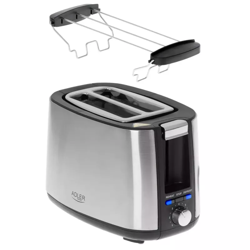Adler AD 3214 torradeira, 2 ranhuras, aço inoxidável, 750 W