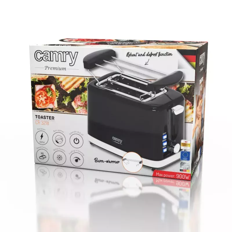 Torradeira Camry Premium CR 3218 2 fatias 900 W preto prateado