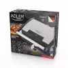 Grelhador de contacto Adler AD 3052 retangular aço/preto, 1200 W, superfície grelhada, tampa com fecho