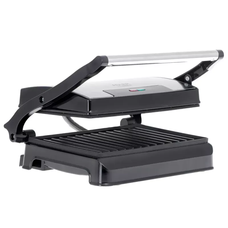 Grelhador de contacto Adler AD 3052 retangular aço/preto, 1200 W, superfície grelhada, tampa com fecho