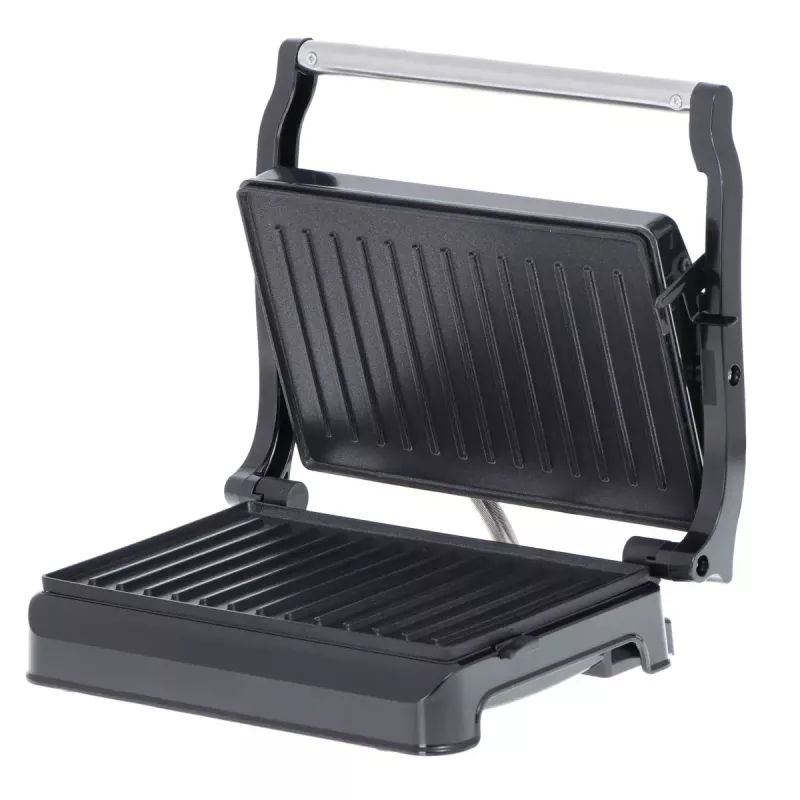 Grelhador de contacto Adler AD 3052 retangular aço/preto, 1200 W, superfície grelhada, tampa com fecho