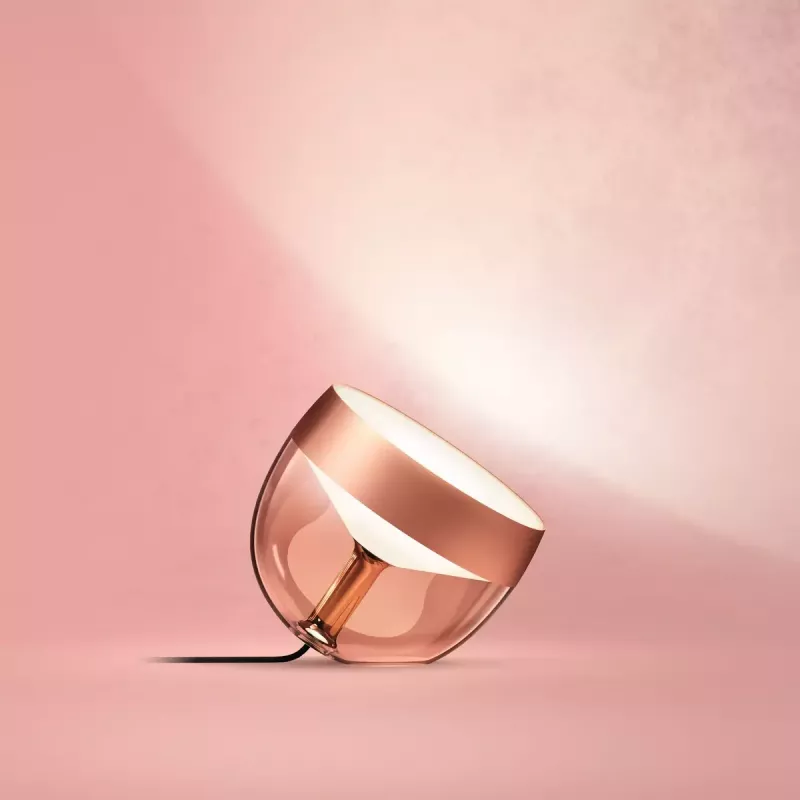 Candeeiro de secretária inteligente Philips Hue Iris cobre edição especial — 1 lâmpada, Bluetooth e Zigbee, 100–240V, cabo de 2m
