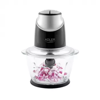 Picadora elétrica Adler AD 4082, taça de vidro de 1,2 L, 300 W, 2 velocidades, função pulsar, lâminas de aço inoxidável