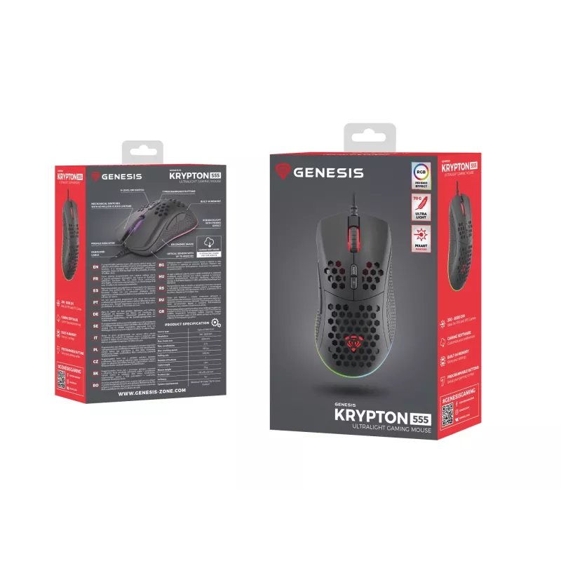 Rato gaming GENESIS Krypton 555 para destro USB Type-A ótico 8000 DPI