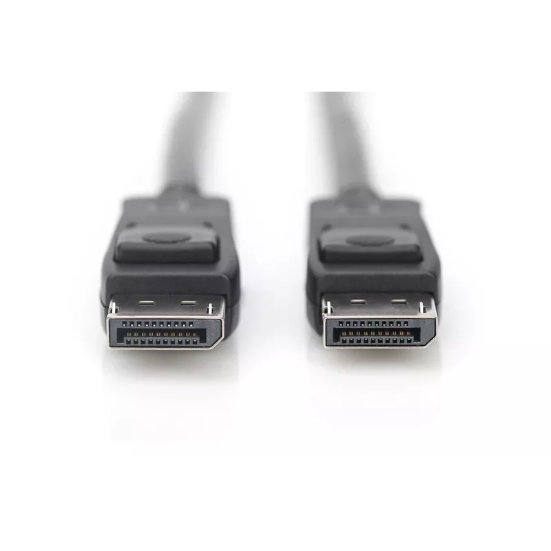 Cabo de ligação DisplayPort DIGITUS, DP M/M, 3 m com bloqueio, Ultra HD 8K, Versão 1.3/1.4, preto