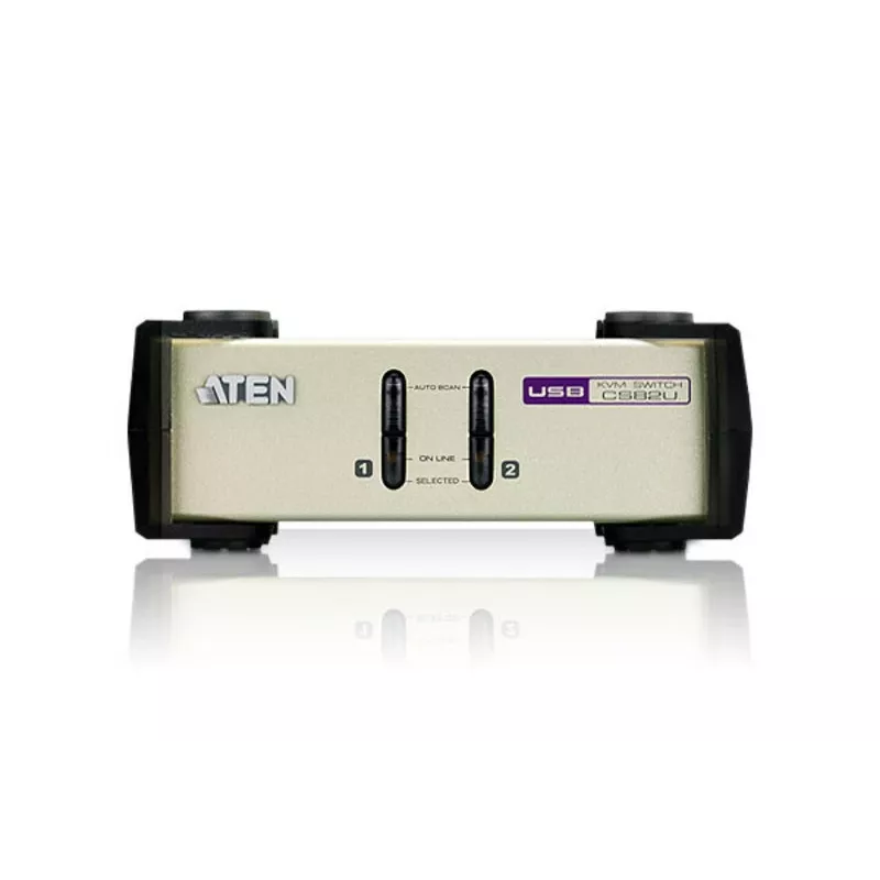Comutador KVM ATEN 2 portas USB - PS/2 VGA (cabo KVM incluído), 2048 x 1536 píxeis, QXGA, 0,72 W, cinzento claro