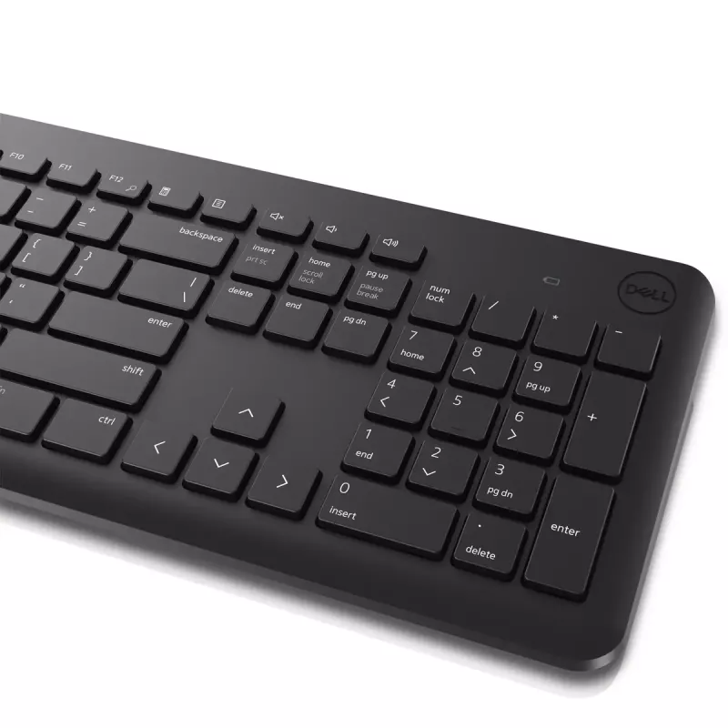 Conjunto de teclado e rato sem fios Dell KM3322W — QWERTY tamanho completo, RF sem fios, preto, uso de escritório