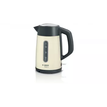 Chaleira elétrica Bosch TWK4P437 1,7 L, 2400 W, corpo em aço inoxidável, sem fios, bege/preto
