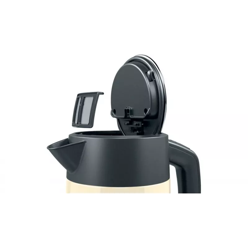 Chaleira elétrica Bosch TWK4P437 1,7 L, 2400 W, corpo em aço inoxidável, sem fios, bege/preto