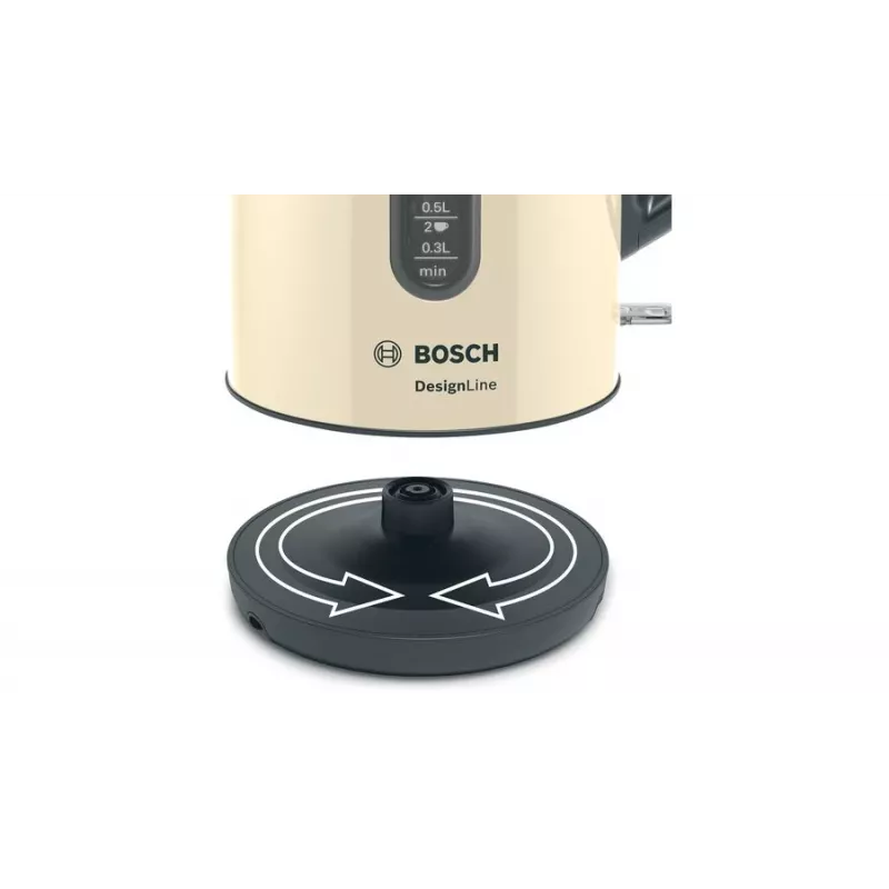 Chaleira elétrica Bosch TWK4P437 1,7 L, 2400 W, corpo em aço inoxidável, sem fios, bege/preto