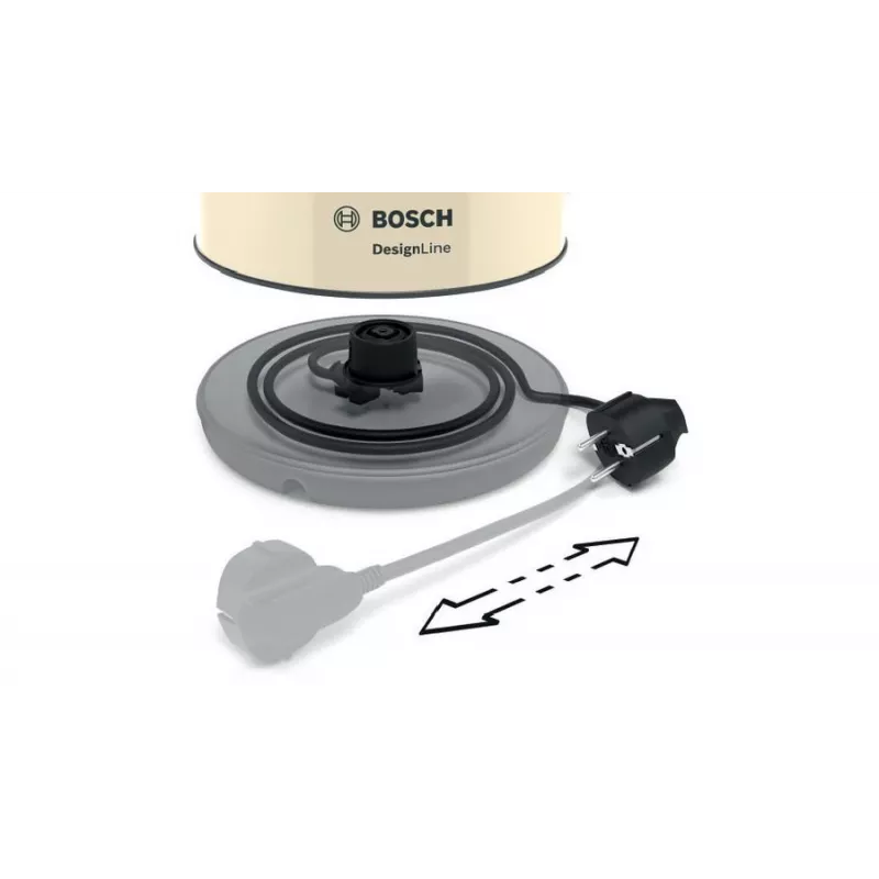 Chaleira elétrica Bosch TWK4P437 1,7 L, 2400 W, corpo em aço inoxidável, sem fios, bege/preto