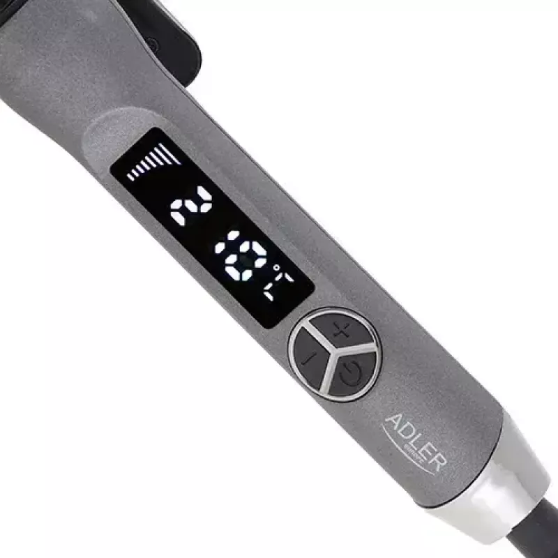Ferro de encaracolar Adler AD 2114 — 60 W cilindro cerâmico 2,5 cm, 12 níveis de temperatura, 110–210 °C, cabo rotativo de 1,8 m