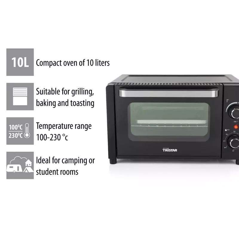 Mini-forno Tristar OV-3615 10L 800W preto de instalação livre
