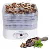 Desidratador de alimentos Adler AD 6658, 5 tabuleiros, temporizador LCD 70 h, 35–70 °C, 230 W (máx. 550 W), branco