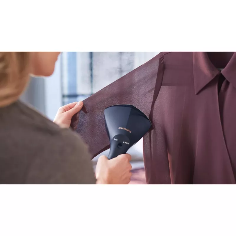 Vaporizador de roupa Philips GC810/20 — 1600 W, depósito de água de 0,23 L, vapor contínuo de 32 g/min, preto/rosa