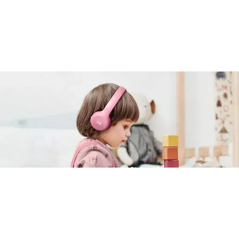 Muse M-215BTP auscultadores estéreo Bluetooth para crianças, over-ear, sem fios, Bluetooth 5.0, rosa