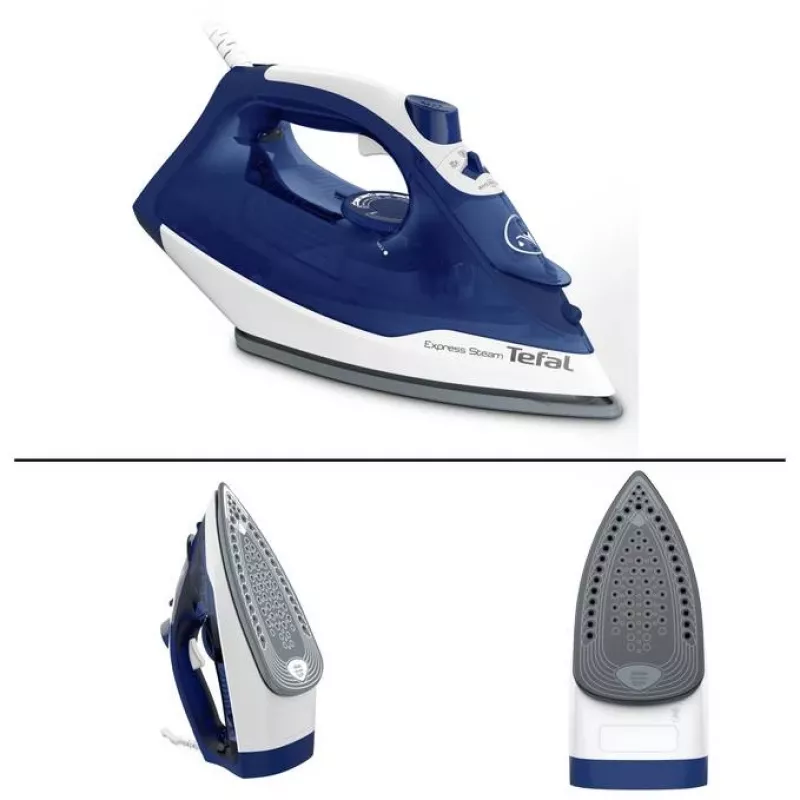 Ferro de engomar a seco e a vapor Tefal FV2838 base Cerilium 2400 W azul, branco
