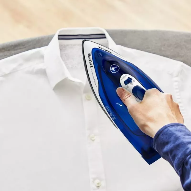 Ferro de engomar a seco e a vapor Tefal FV2838 base Cerilium 2400 W azul, branco