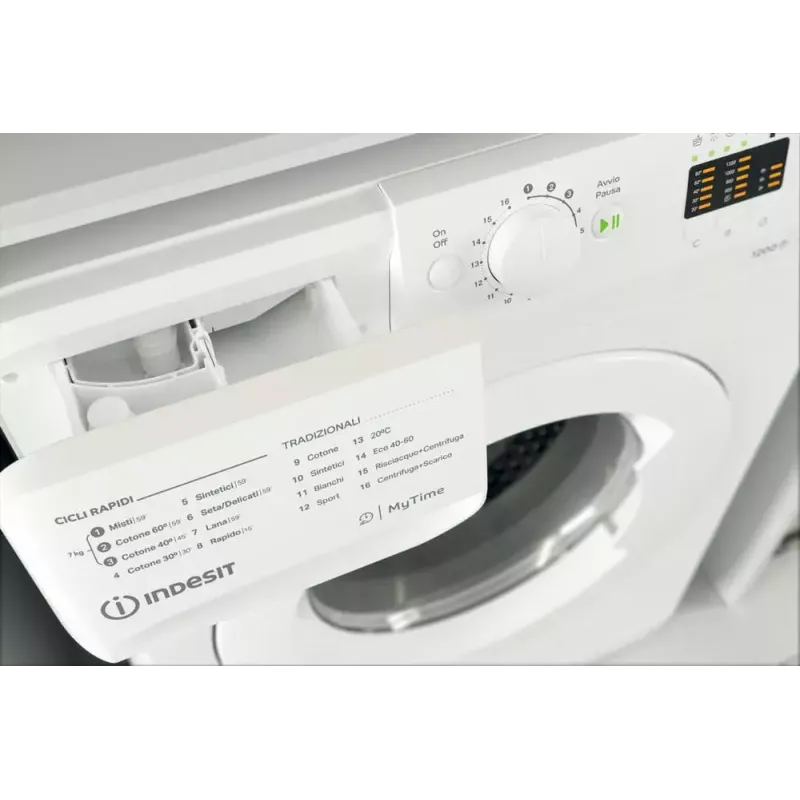 Máquina de lavar roupa de carga frontal Indesit MTWA 71252 W IT — 7 kg, 1200 rpm, classe energética E, branco