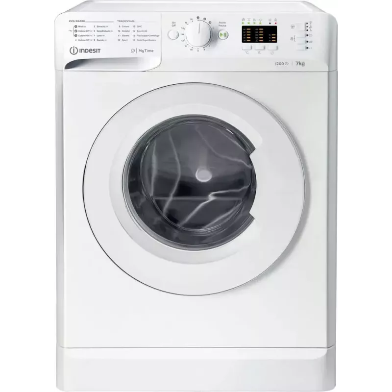 Máquina de lavar roupa de carga frontal Indesit MTWA 71252 W IT — 7 kg, 1200 rpm, classe energética E, branco