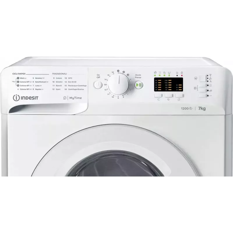Máquina de lavar roupa de carga frontal Indesit MTWA 71252 W IT — 7 kg, 1200 rpm, classe energética E, branco