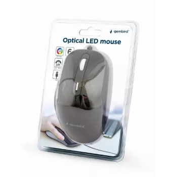 Rato ótico LED GEMBIRD MUS-6B-02 com fios USB - 6 botões com roda preto