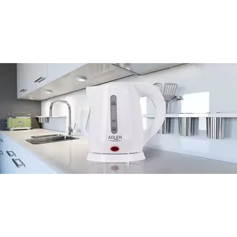 Chaleira elétrica Adler AD 1272 — 1 L, 1600 W, branco avelã, controlo por botões, filtro anti-calcário