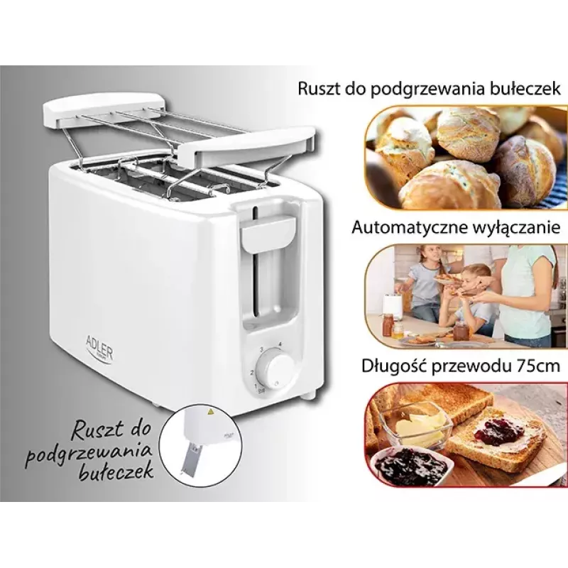 Torradeira Adler AD 3223 2 fatias 750 W Branco