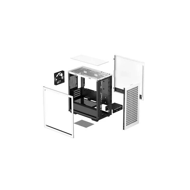 DeepCool CH370 WH R-CH370-WHNAM1-G-1 caixa de PC Micro ATX Mini Tower, janela lateral, suporte para radiador de 360 mm, baías 2x 3,5 polegadas + 3x 2,5 polegadas, branca