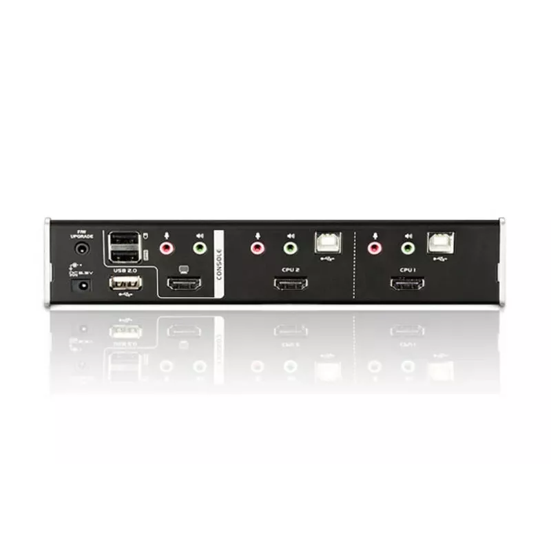 Comutador KVM ATEN 2 portas USB HDMI com áudio e hub USB 2.0 (cabos KVM incluídos)