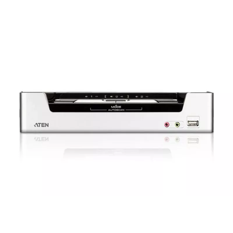 Comutador KVM ATEN 2 portas USB HDMI com áudio e hub USB 2.0 (cabos KVM incluídos)