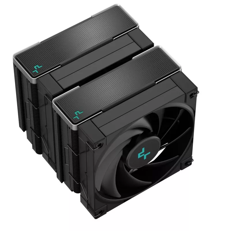 Cooler a ar DeepCool AK620 ZERO DARK 12 cm preto, 6 heatpipes, 2 ventoinhas PWM de 120 mm, TDP 260 W, altura 160 mm