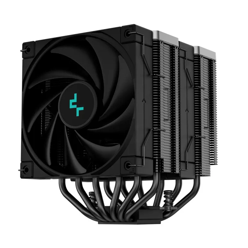 Cooler a ar DeepCool AK620 ZERO DARK 12 cm preto, 6 heatpipes, 2 ventoinhas PWM de 120 mm, TDP 260 W, altura 160 mm