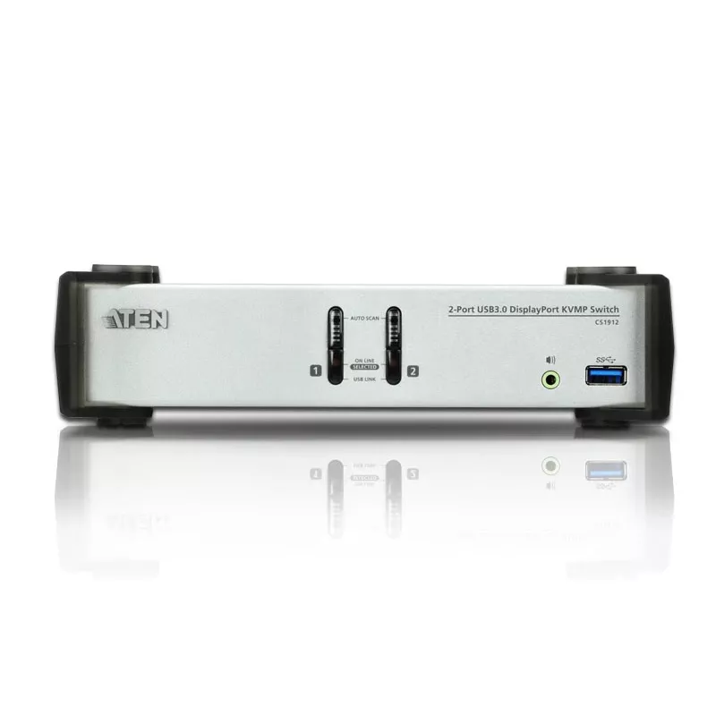 ATEN Switch KVMP 2 portas USB 3.1 Gen 1 DisplayPort 1.1 com altifalante (cabo KVM incluído)