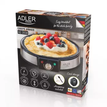 Máquina de crepes Adler AD 3058 1600 W Preto Aço inoxidável